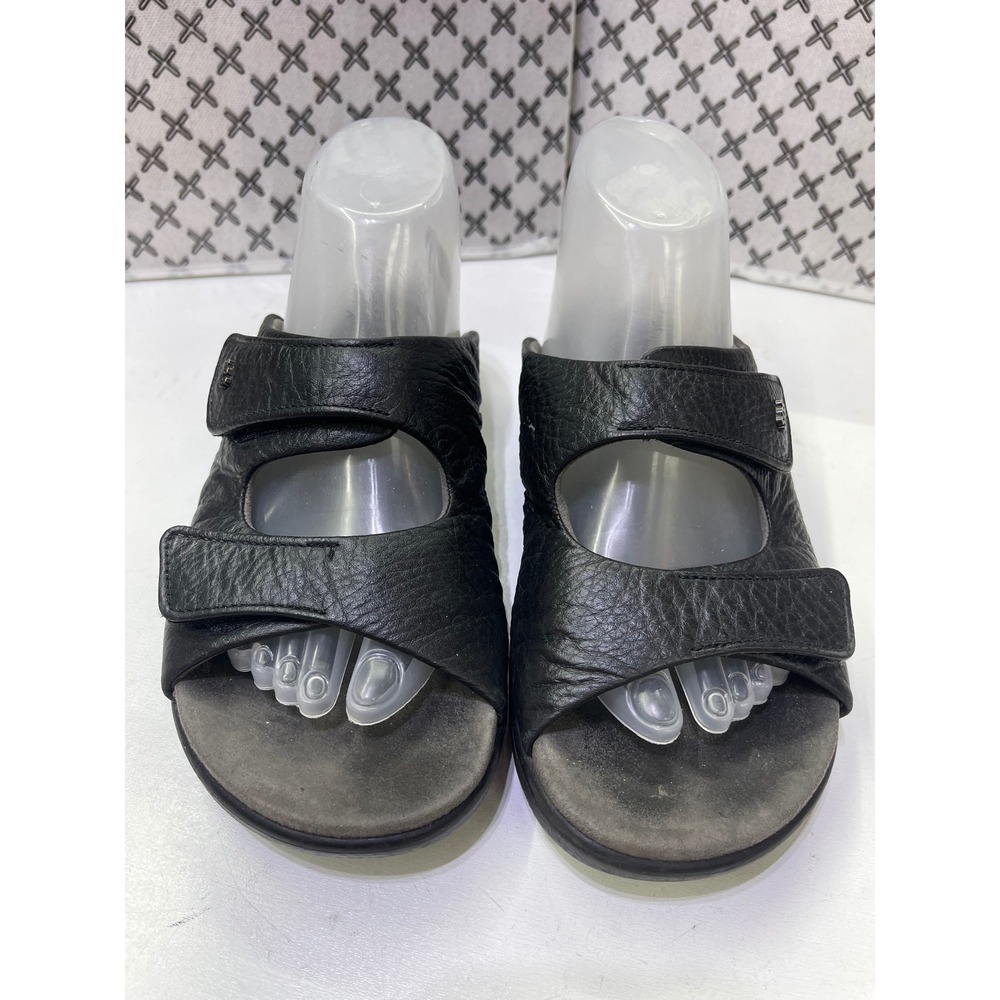 SAS Tripad Comfort Black Leather Slide Sandals Womens 7.5 WW Wide Made in USA